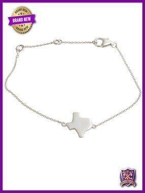 Sterling Silver Texas State Charm Bracelet Dainty 10mm Adjustable 925